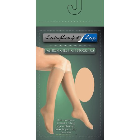 Compression Stocking Loving Comfort® Knee High Large Beige Closed Toe