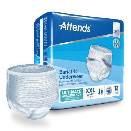 Unisex Adult Absorbent Underwear Attends® Bariatric Pull On with Tear Away Seams