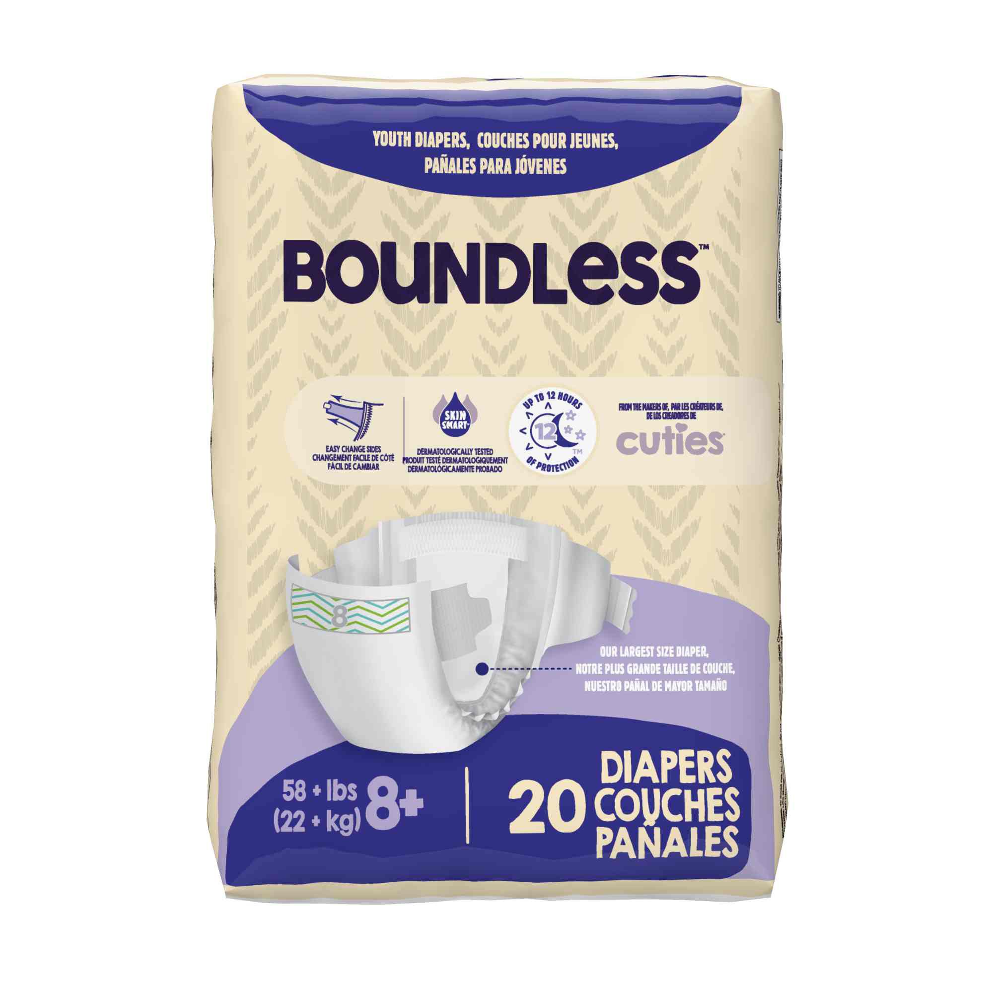 Unisex Youth Incontinence Brief Boundless™ Size 8 Disposable Heavy Absorbency